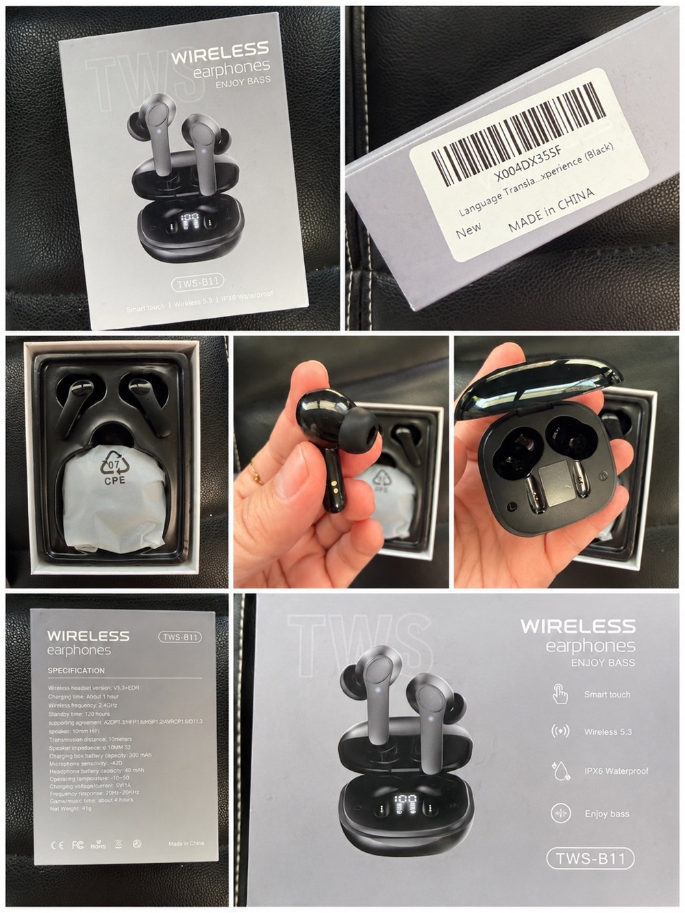 TWS-B11 Wireless Earbud Headphones - Black